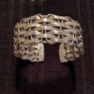 Silver Woven Cuff Bracelet